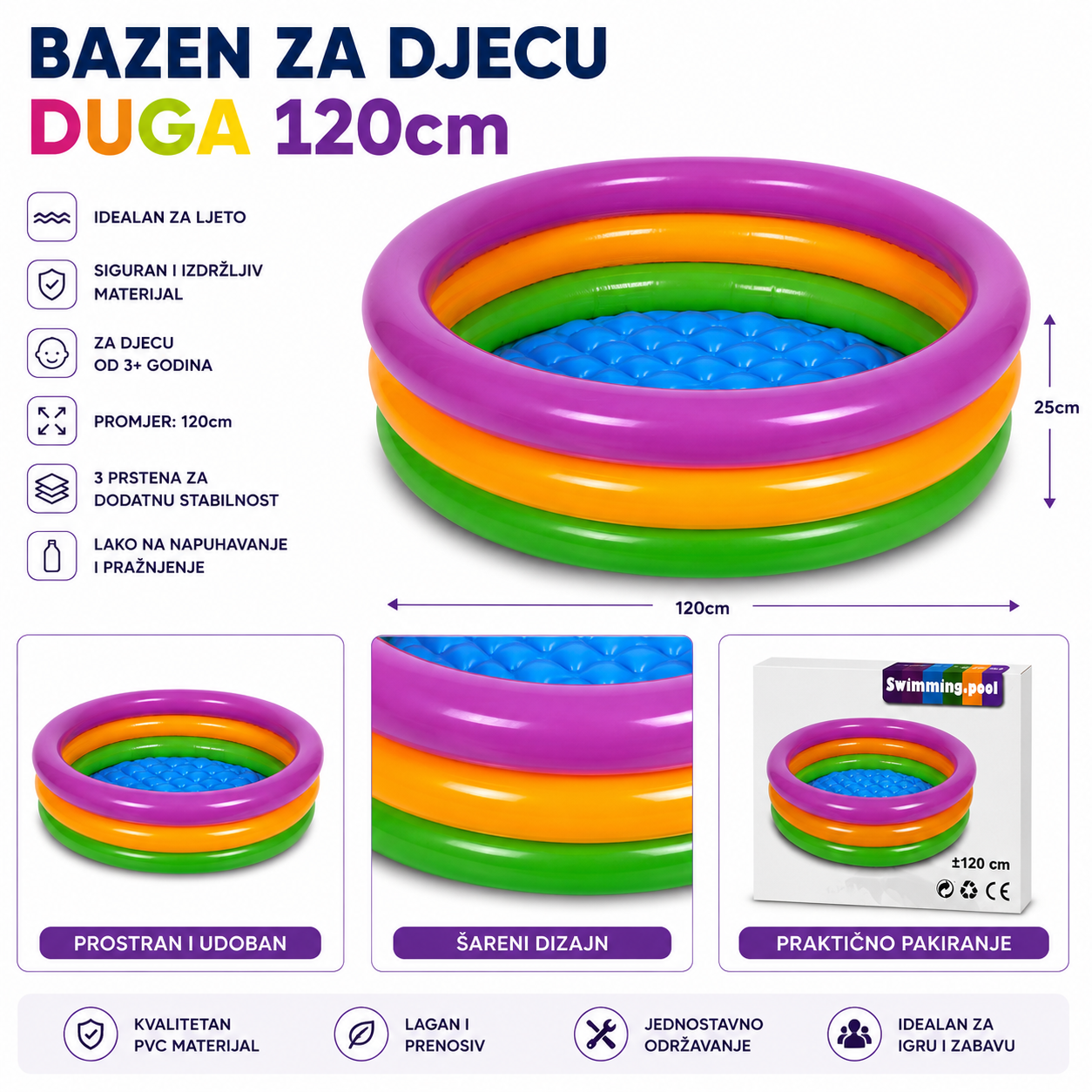 BAZEN ZA DJECU DUGA 120CM