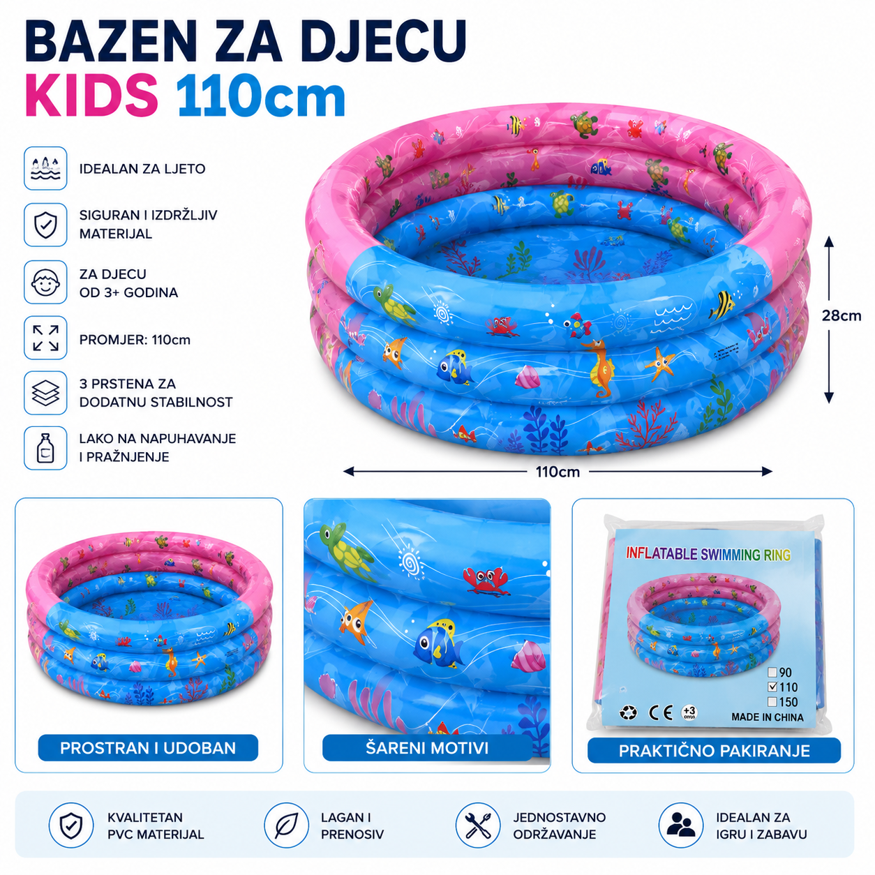 BAZEN ZA DJECU KIDS 110CM