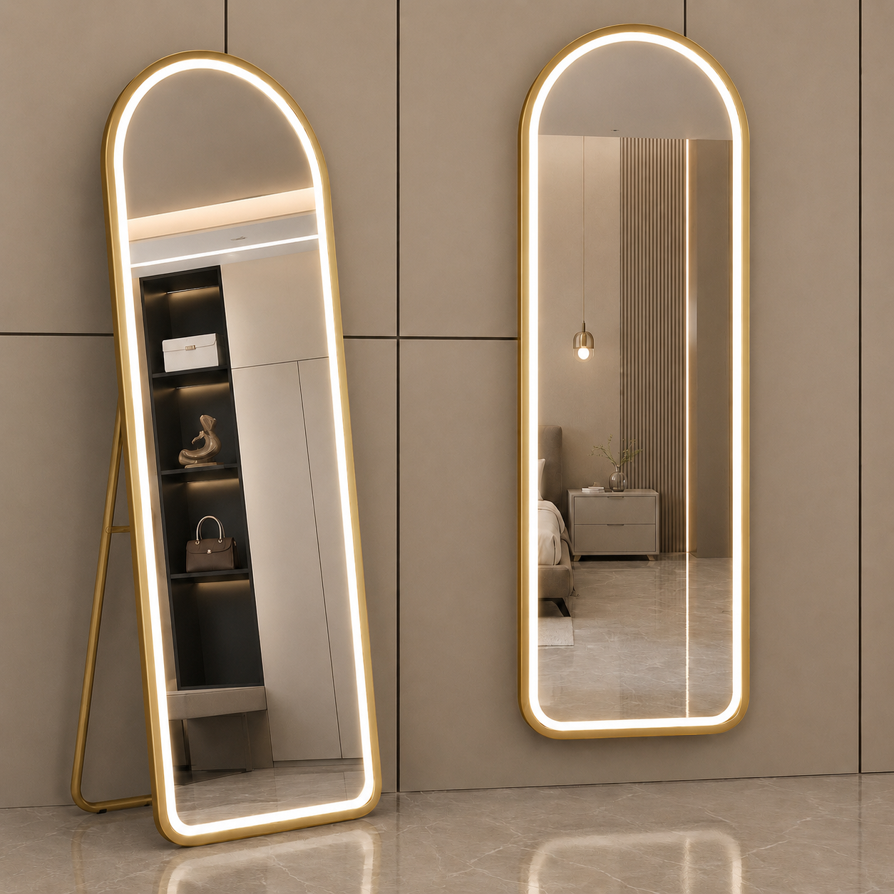 LED OGLEDALO S32-2 GOLD 60X165CM