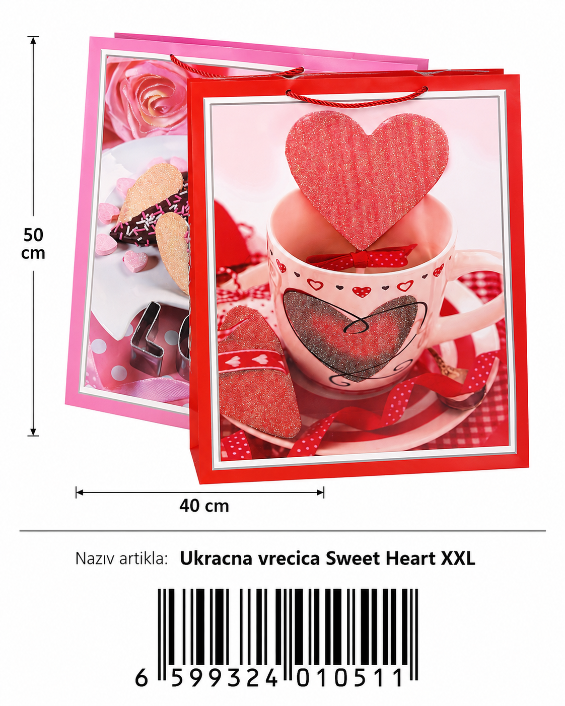 UKRASNA VRECICA SWEET HEART XXL