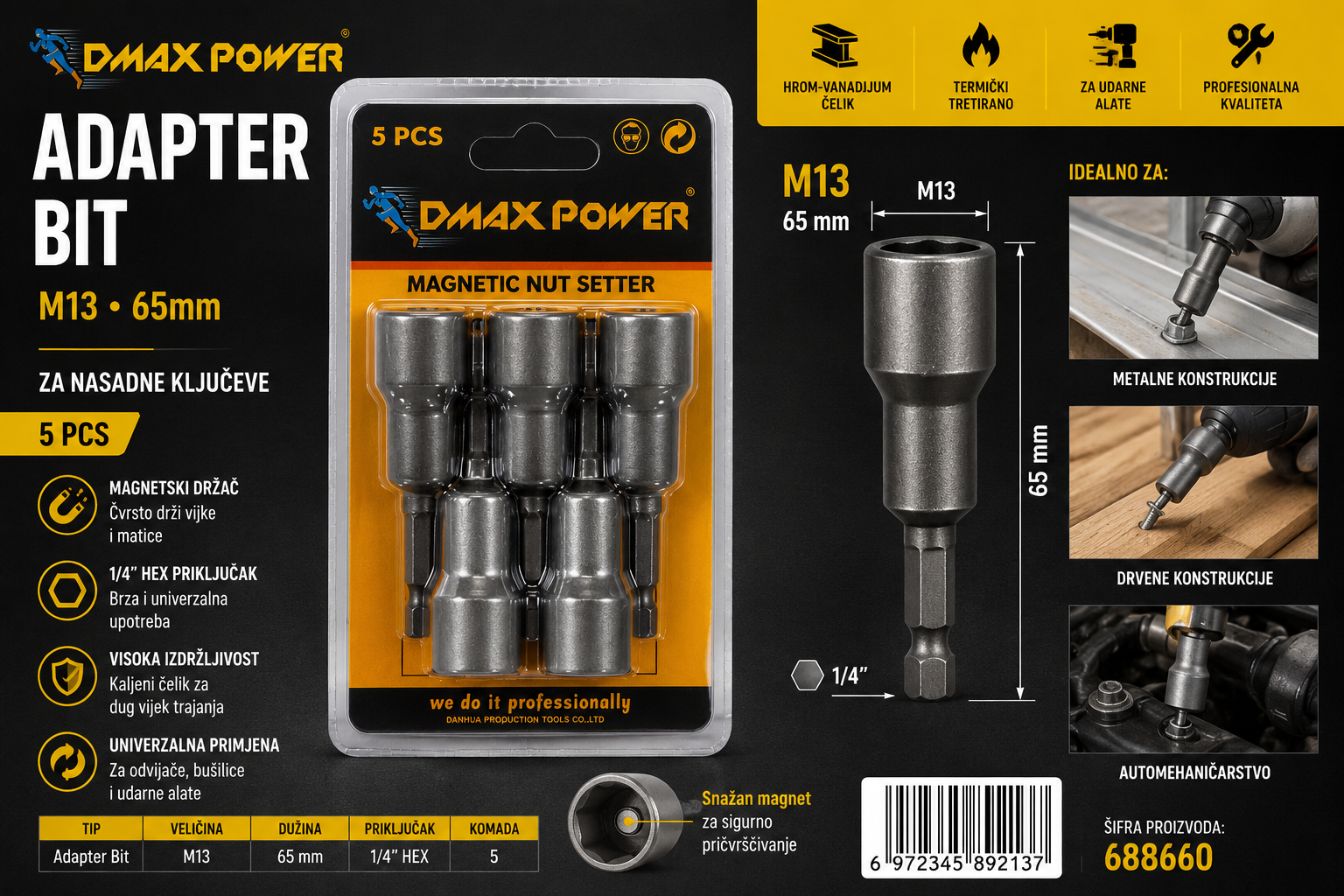 MAGNETNI NASTAVAK ZA BUSILICU M13x65mm 5/1
