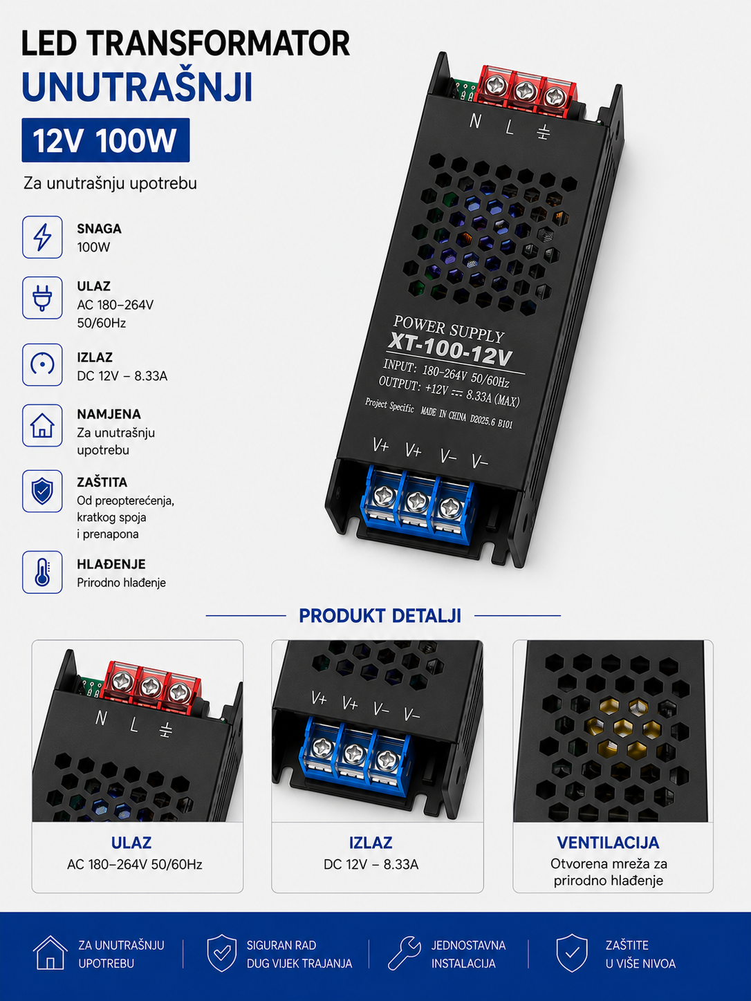 LED TRANSFORMATOR 12V 100W