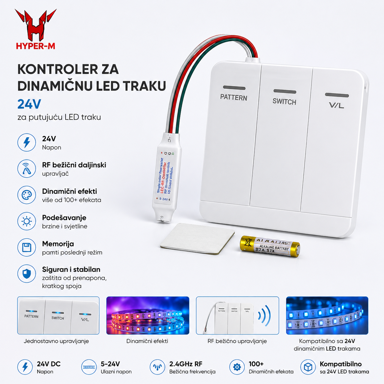UPRAVLJAC ZA DINAMICNU LED TRAKU 24V 8MM
