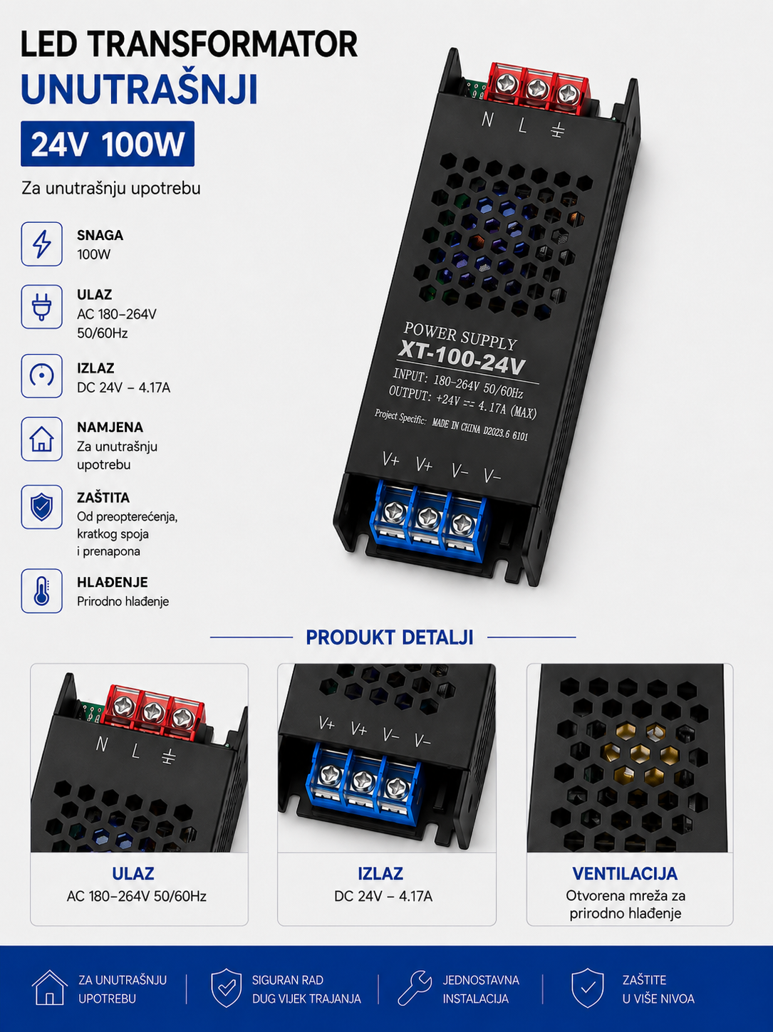 LED TRANSFORMATOR 24V 100W